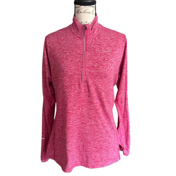 Nike Running Dri Fit Red Long Sleeve 1/4 Zip Pullover Size Large - Picture 1 of 5